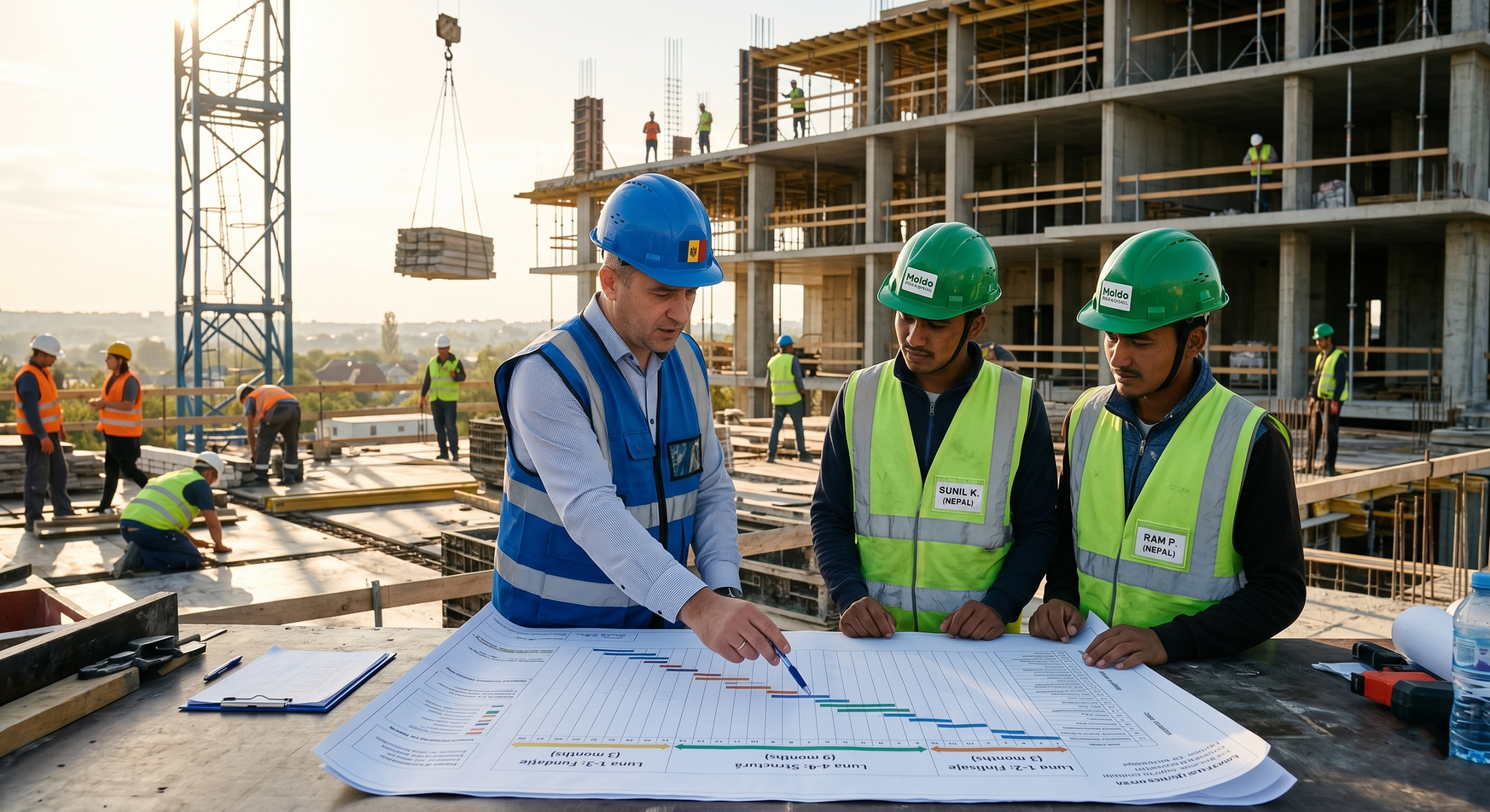 lucrători străini construcții